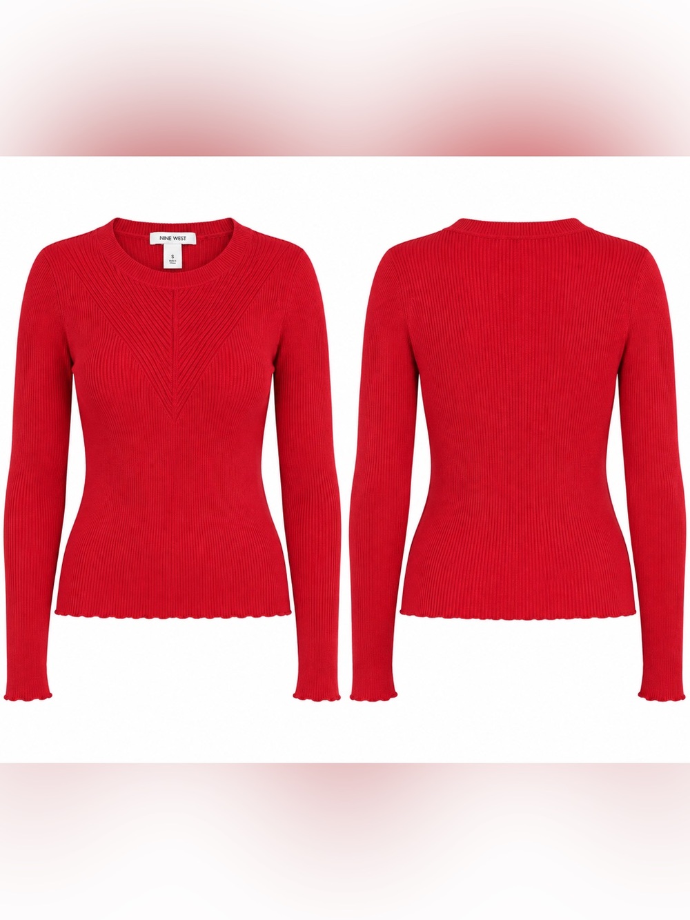 Nine West Red Ribbed Sweater — Size Small - Picture 2 of 2